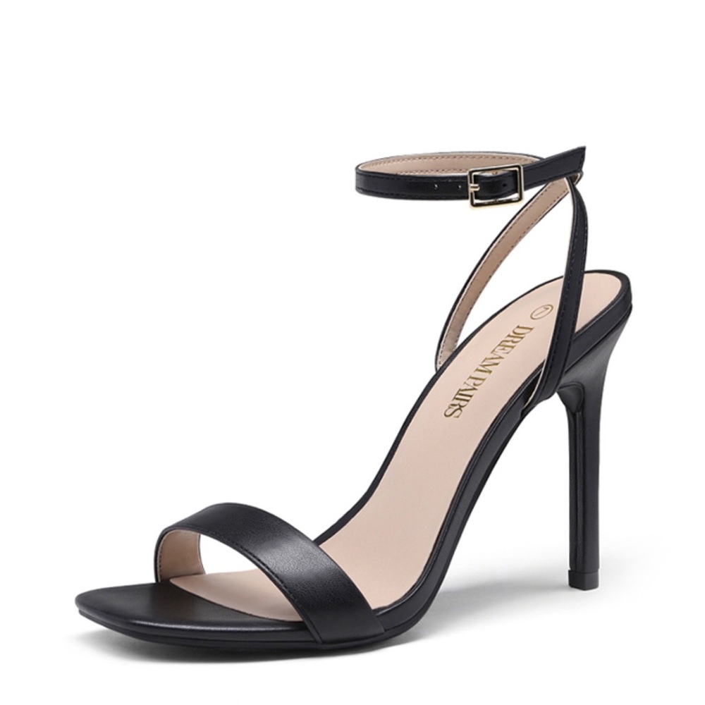 DREAM PAIRS High Heel Stilettos Shoes Size 12 Black Ankle Strap Open Toe